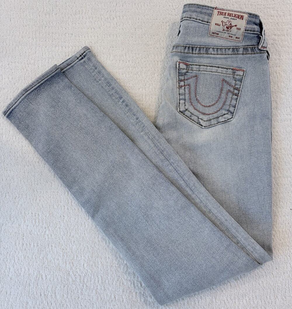 True Religion Stella Women’s Light Wash Blue Mid Rise Skinny Jeans 28 28in